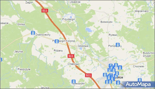 mapa Głodowa, Głodowa na mapie Targeo