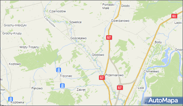 mapa Głodowo gmina Pułtusk, Głodowo gmina Pułtusk na mapie Targeo
