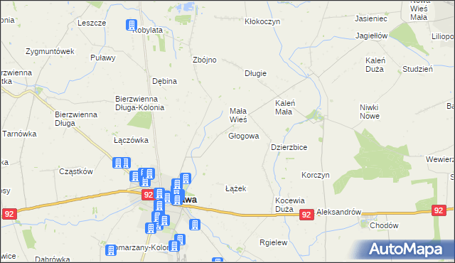 mapa Głogowa gmina Kłodawa, Głogowa gmina Kłodawa na mapie Targeo