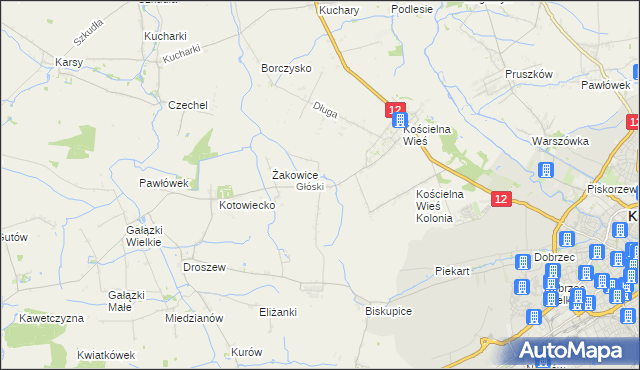 mapa Głóski, Głóski na mapie Targeo