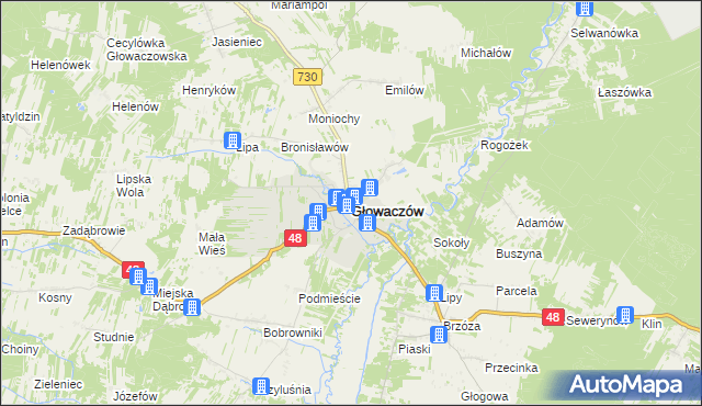 mapa Głowaczów, Głowaczów na mapie Targeo