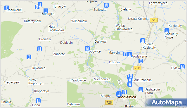 mapa Główczyn gmina Mogielnica, Główczyn gmina Mogielnica na mapie Targeo