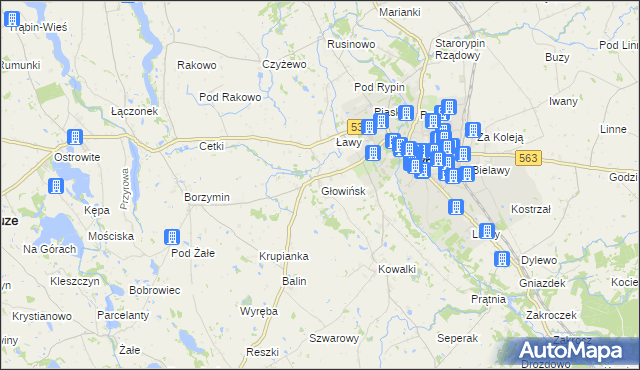 mapa Głowińsk, Głowińsk na mapie Targeo