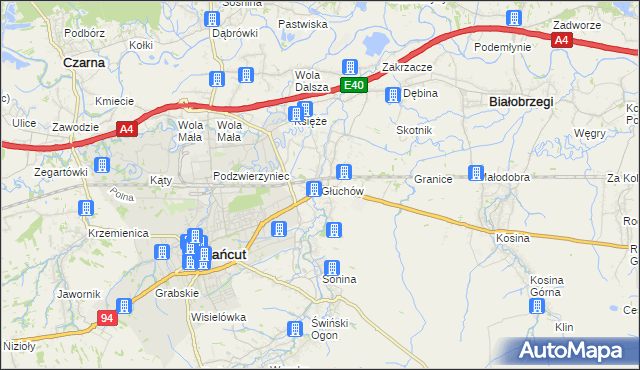 mapa Głuchów gmina Łańcut, Głuchów gmina Łańcut na mapie Targeo