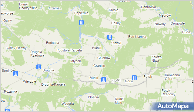 mapa Głuchów gmina Raków, Głuchów gmina Raków na mapie Targeo