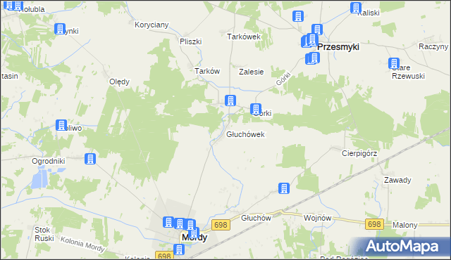 mapa Głuchówek gmina Przesmyki, Głuchówek gmina Przesmyki na mapie Targeo