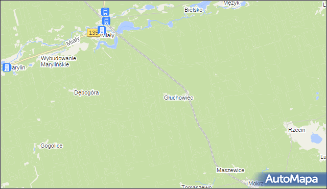 mapa Głuchowiec, Głuchowiec na mapie Targeo