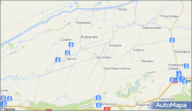 mapa Głuchowo gmina Słońsk, Głuchowo gmina Słońsk na mapie Targeo