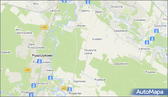 mapa Głuszyna Leśna, Głuszyna Leśna na mapie Targeo