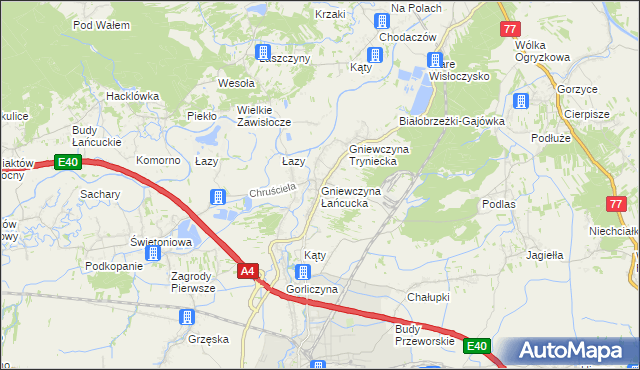 mapa Gniewczyna Łańcucka, Gniewczyna Łańcucka na mapie Targeo