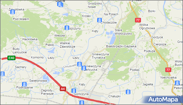 mapa Gniewczyna Tryniecka, Gniewczyna Tryniecka na mapie Targeo