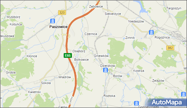 mapa Gniewków, Gniewków na mapie Targeo