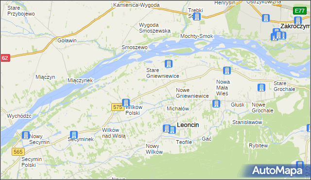 mapa Gniewniewice Folwarczne, Gniewniewice Folwarczne na mapie Targeo