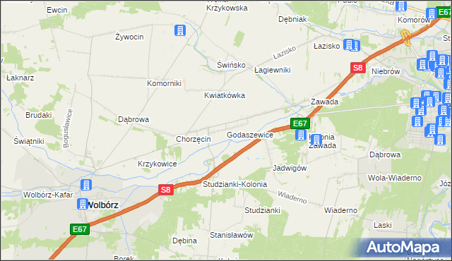 mapa Godaszewice, Godaszewice na mapie Targeo