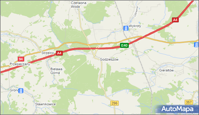 mapa Godzieszów, Godzieszów na mapie Targeo