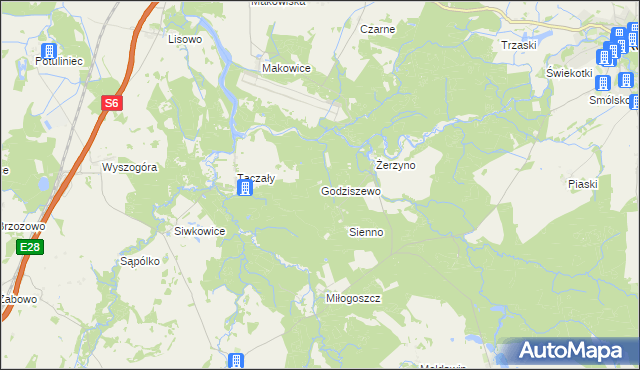 mapa Godziszewo gmina Resko, Godziszewo gmina Resko na mapie Targeo
