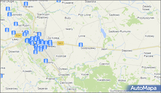 mapa Godziszewy, Godziszewy na mapie Targeo