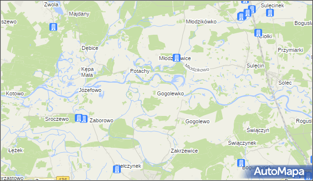 mapa Gogolewko gmina Książ Wielkopolski, Gogolewko gmina Książ Wielkopolski na mapie Targeo