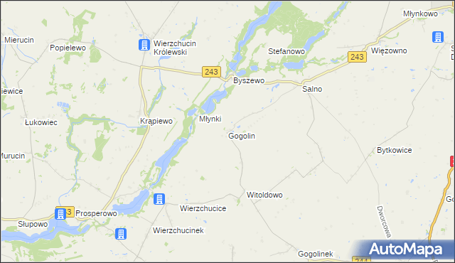 mapa Gogolin gmina Koronowo, Gogolin gmina Koronowo na mapie Targeo