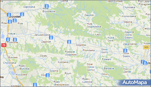 mapa Gogołów gmina Frysztak, Gogołów gmina Frysztak na mapie Targeo