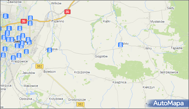 mapa Gogołów gmina Świdnica, Gogołów gmina Świdnica na mapie Targeo