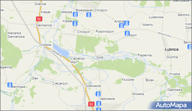 mapa Gola gmina Bolesławiec, Gola gmina Bolesławiec na mapie Targeo