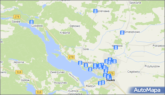 mapa Gola gmina Sława, Gola gmina Sława na mapie Targeo