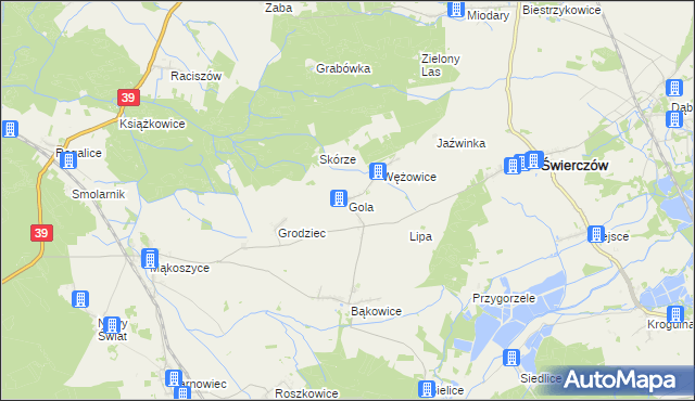 mapa Gola gmina Świerczów, Gola gmina Świerczów na mapie Targeo