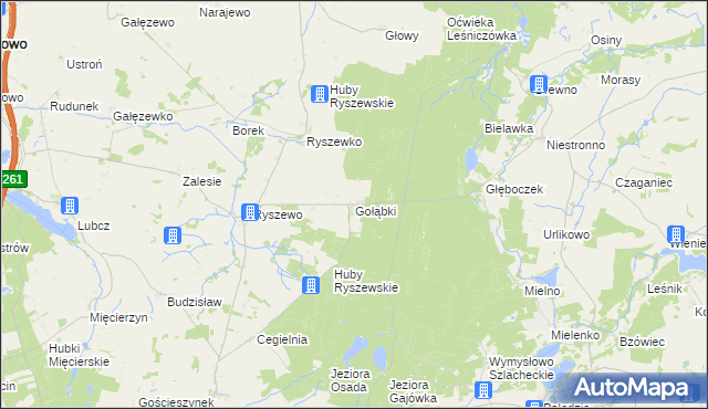 mapa Gołąbki gmina Rogowo, Gołąbki gmina Rogowo na mapie Targeo