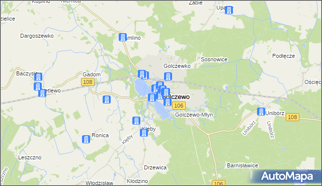 mapa Golczewo powiat kamieński, Golczewo powiat kamieński na mapie Targeo