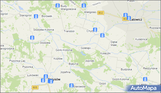 mapa Gołełąki, Gołełąki na mapie Targeo