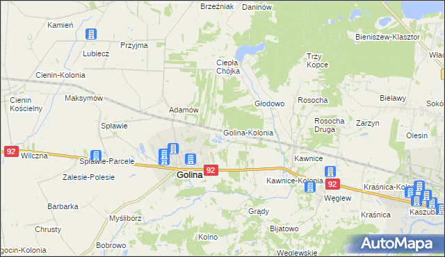 mapa Golina-Kolonia, Golina-Kolonia na mapie Targeo