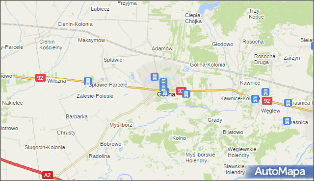 mapa Golina powiat koniński, Golina powiat koniński na mapie Targeo