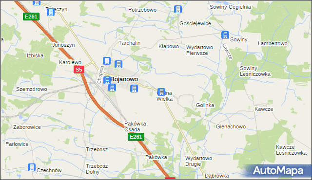 mapa Golina Wielka, Golina Wielka na mapie Targeo