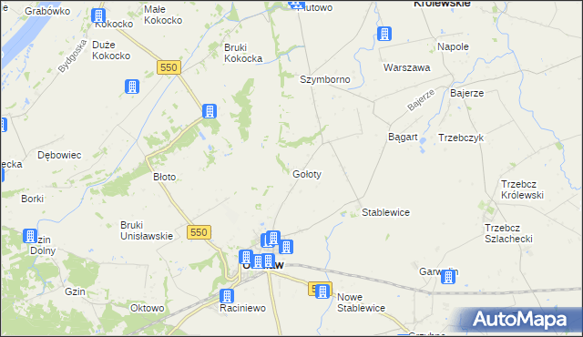 mapa Gołoty gmina Unisław, Gołoty gmina Unisław na mapie Targeo