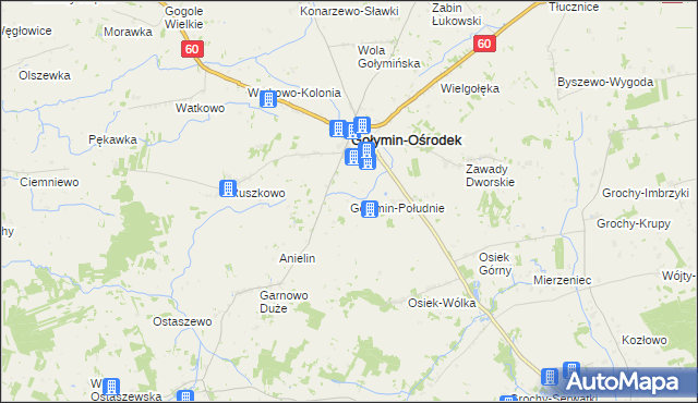 mapa Gołymin-Południe, Gołymin-Południe na mapie Targeo