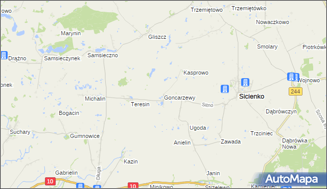 mapa Goncarzewy, Goncarzewy na mapie Targeo