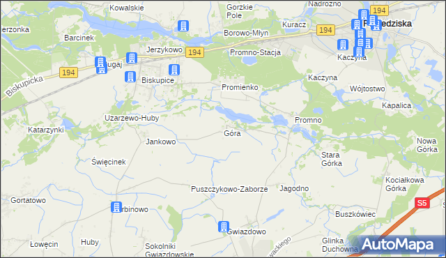 mapa Góra gmina Pobiedziska, Góra gmina Pobiedziska na mapie Targeo