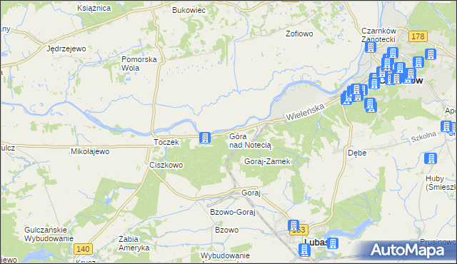 mapa Góra nad Notecią, Góra nad Notecią na mapie Targeo