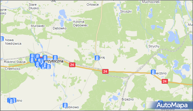 mapa Goraj gmina Przytoczna, Goraj gmina Przytoczna na mapie Targeo