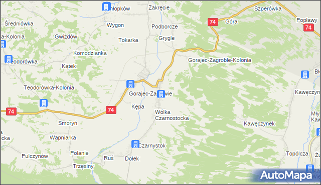 mapa Gorajec-Zagroble, Gorajec-Zagroble na mapie Targeo
