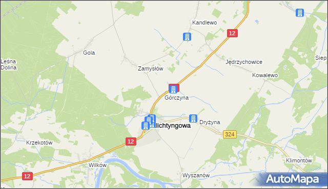 mapa Górczyna gmina Szlichtyngowa, Górczyna gmina Szlichtyngowa na mapie Targeo