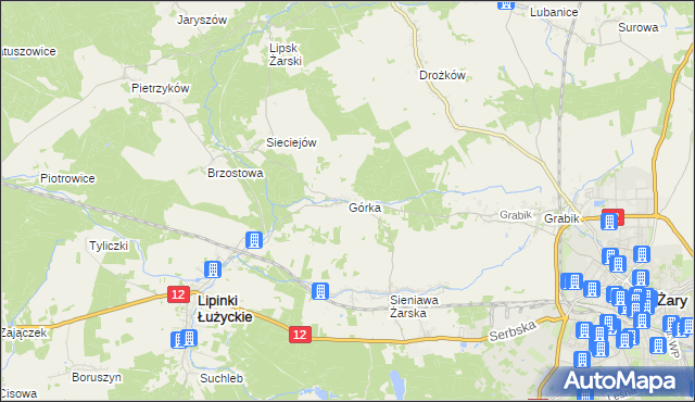 mapa Górka gmina Lipinki Łużyckie, Górka gmina Lipinki Łużyckie na mapie Targeo