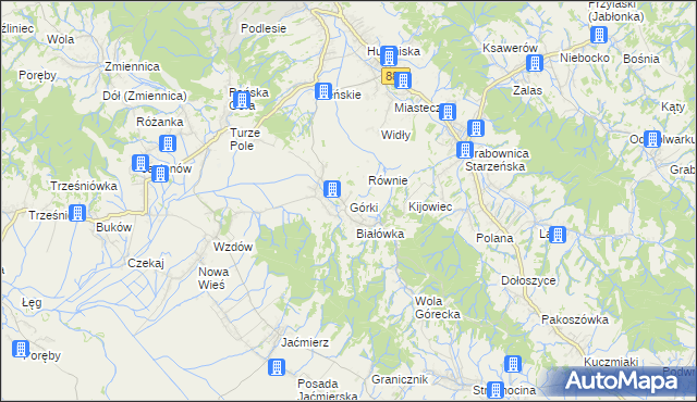 mapa Górki gmina Brzozów, Górki gmina Brzozów na mapie Targeo