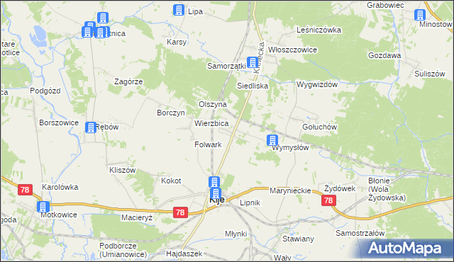 mapa Górki gmina Kije, Górki gmina Kije na mapie Targeo