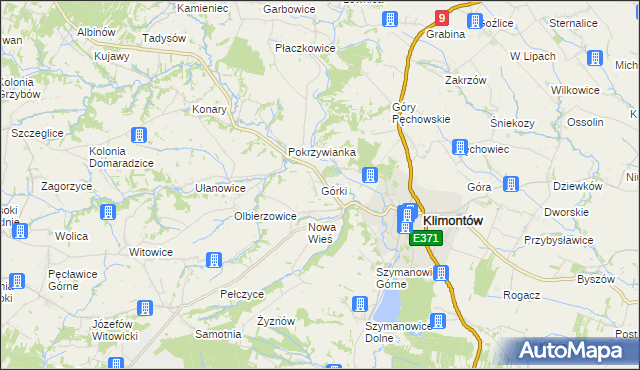 mapa Górki gmina Klimontów, Górki gmina Klimontów na mapie Targeo