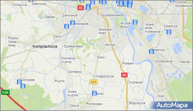 mapa Górki gmina Prószków, Górki gmina Prószków na mapie Targeo