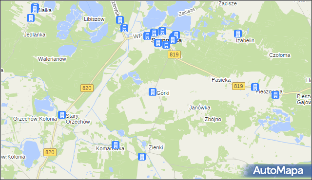 mapa Górki gmina Sosnowica, Górki gmina Sosnowica na mapie Targeo