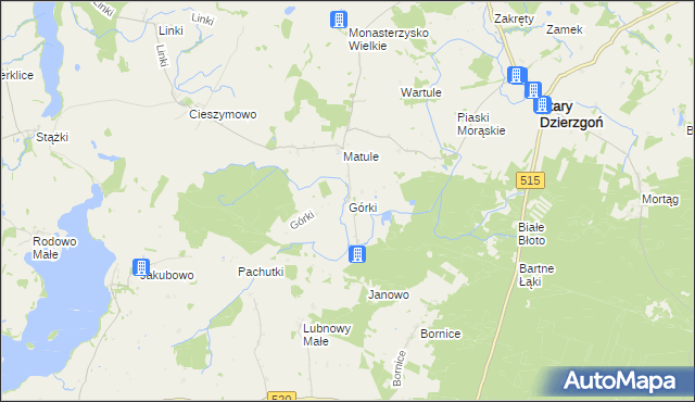 mapa Górki gmina Stary Dzierzgoń, Górki gmina Stary Dzierzgoń na mapie Targeo