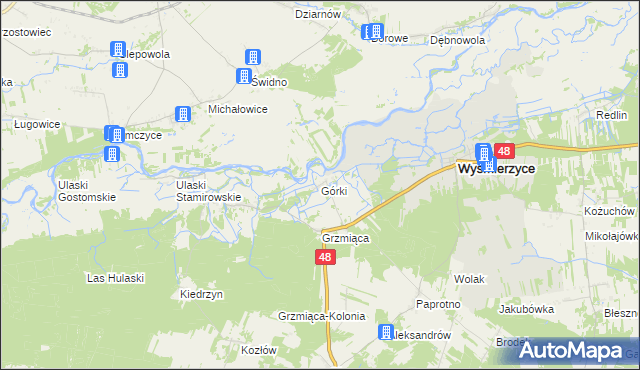 mapa Górki gmina Wyśmierzyce, Górki gmina Wyśmierzyce na mapie Targeo